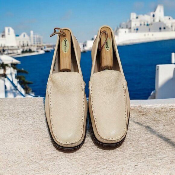 REG COMPANY made in Italy Beige Leather Men Loafers Size US 9/EUR 42